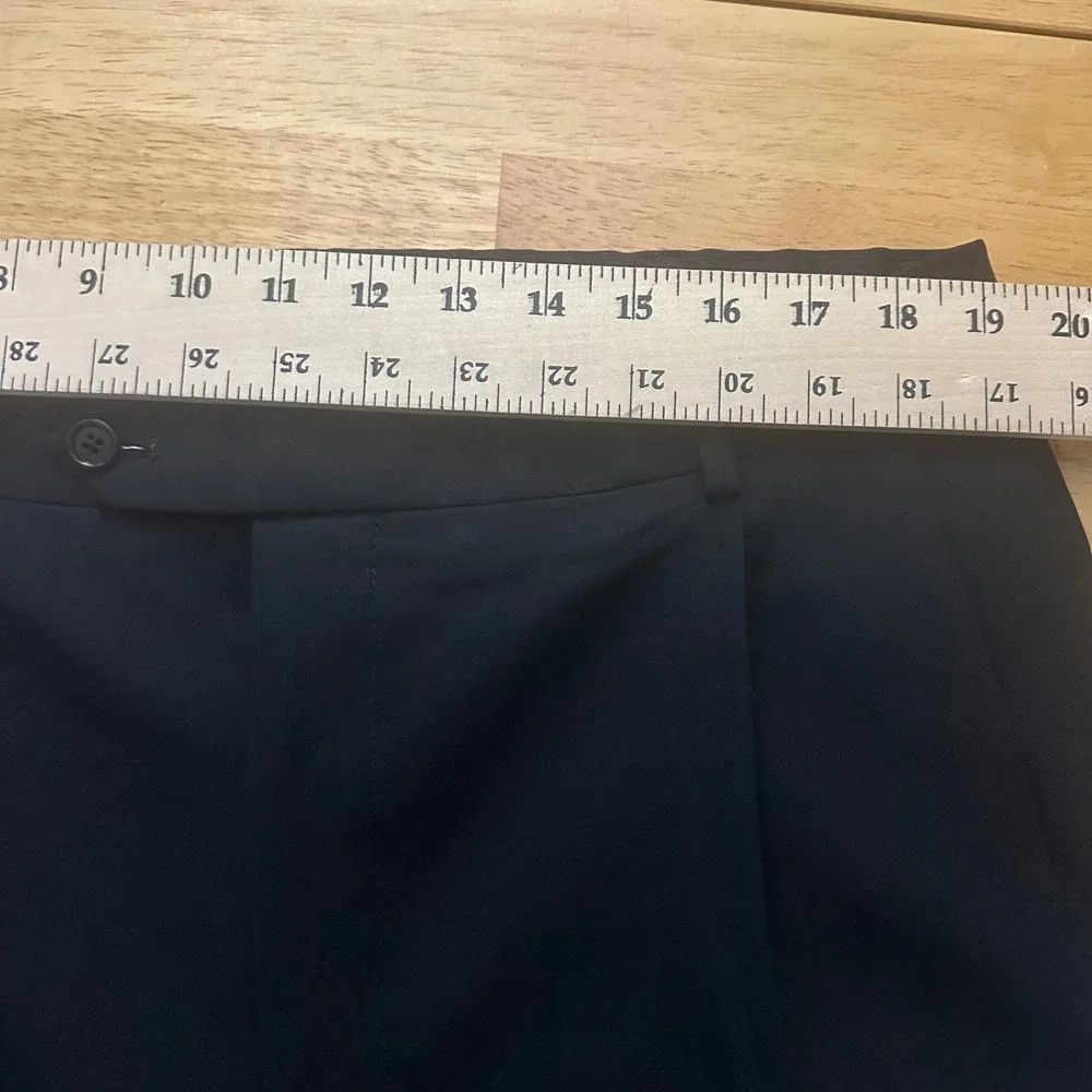 Brooks Brothers 346 Mens Black Pleated Wool Stretch Dress Pants W40 L33‎